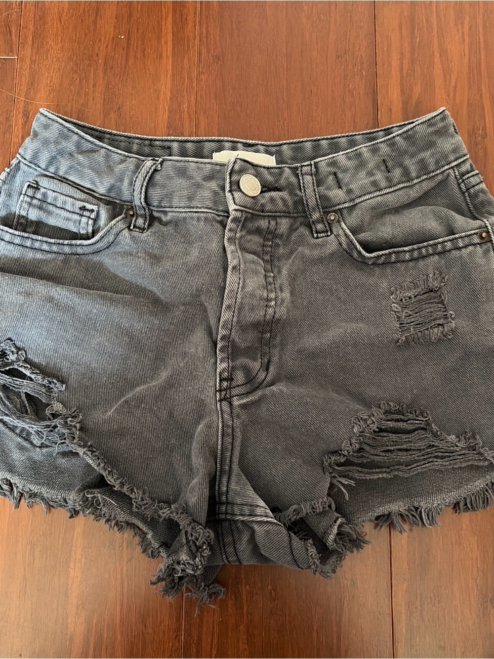 PacSun Distressed Black High-Rise Denim Shorts